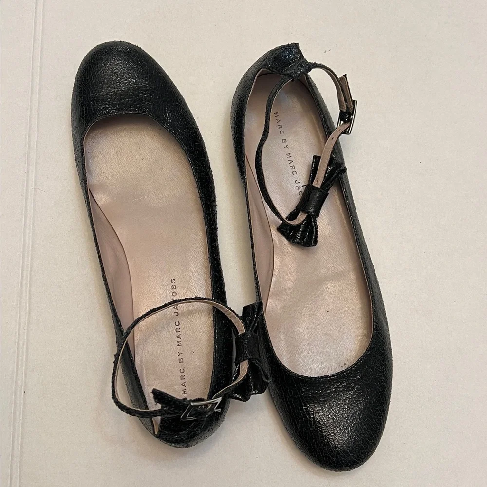 MARC BY MARC JACOBS BALLERINAS WITH BOW BLACK PATENT LEATHER SIZE 40=10 - Picture 13 of 14